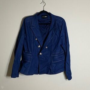 Fashion Nova Navy Double-Breasted Blazer